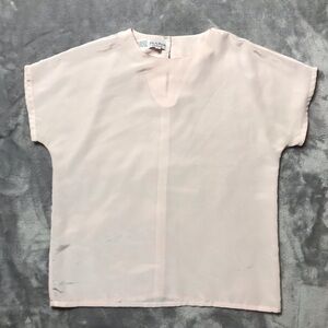 Vintage Jo S.A. Bank Pink Drop Shoulder Cap Sleeve Blouse Size 8 Coastal Grandma